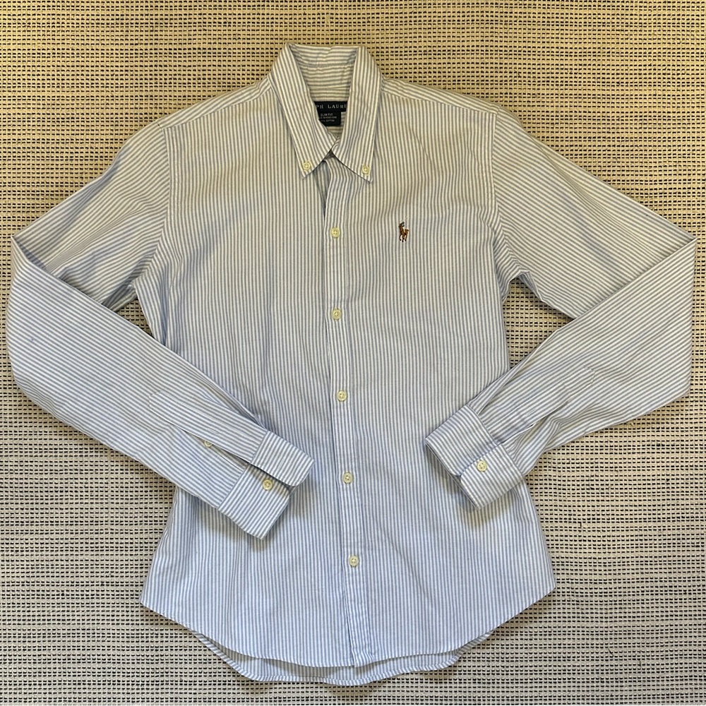 Ralph Lauren Stripped Button Down Shirt. Size 6